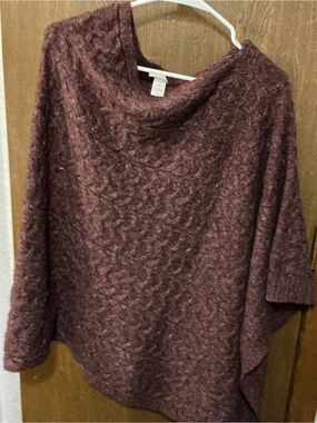 J. Jill Cable Knit plum  One Size poncho shawl